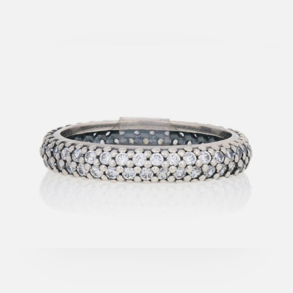 Pandora Jewelry - Pandora ✨ Sterling Silver Double Row Pave Band Ring Size 8